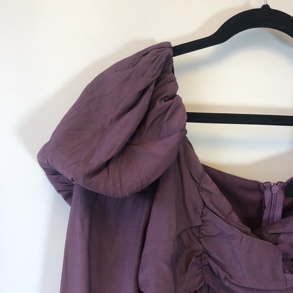 One Twelfth Puff Long Sleeve Cropped Blouse Plum Purple Cottagecore Medium NWOTs - Picture 4 of 9